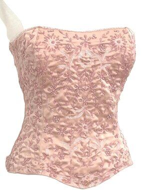 JASDEE Vintage Bustier Corset Hand Work Embroidery On Satin Style F3104